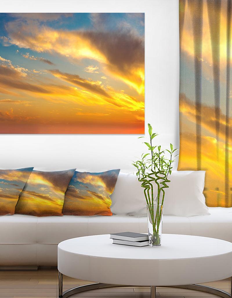 DesignQ Amazing Golden Sky at Sunset - Modern Seashore Canvas Art