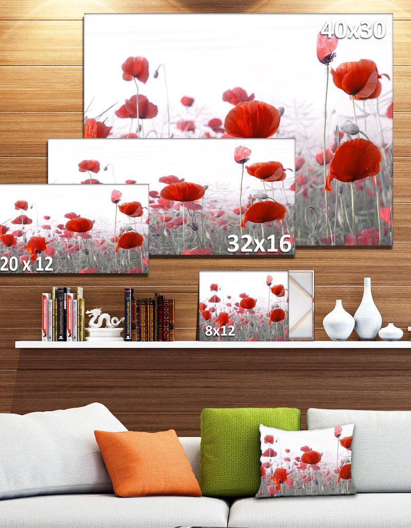 DesignQ Amazing Red Poppy Flower Garden - Flower Artwork On Canvas