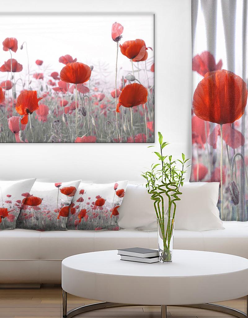 DesignQ Amazing Red Poppy Flower Garden - Flower Artwork on Canvas
