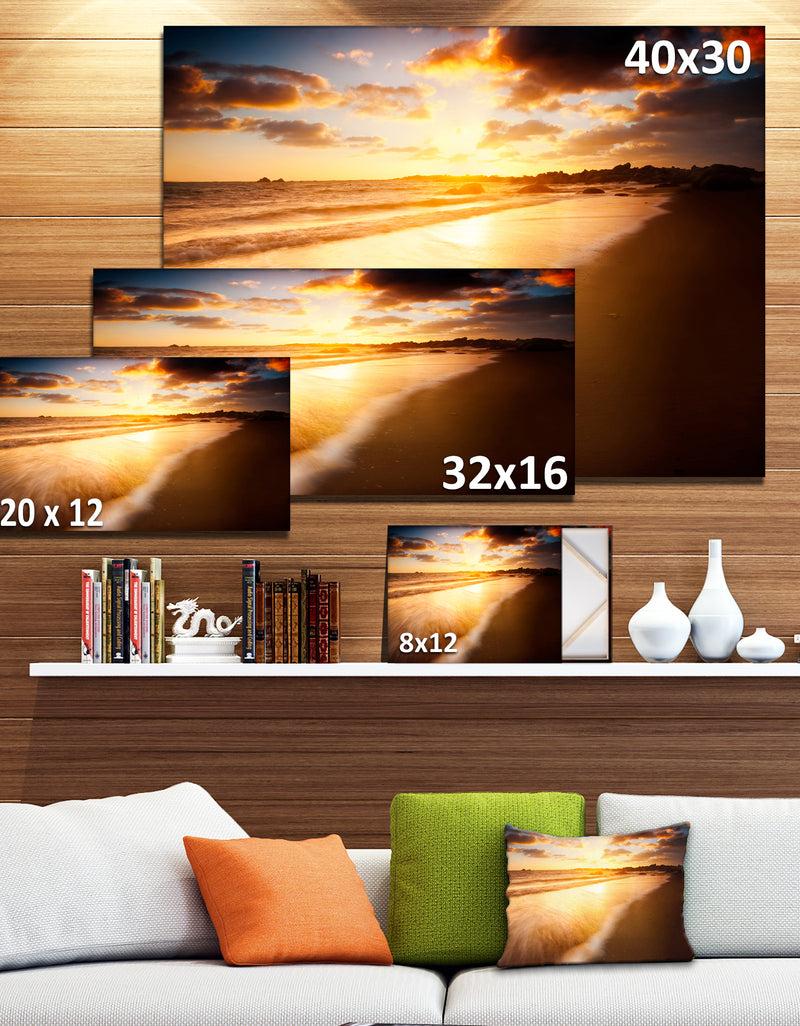 DesignQ Amazing Sunrise Over Australian Beach Contemporary Seascape Art Canvas