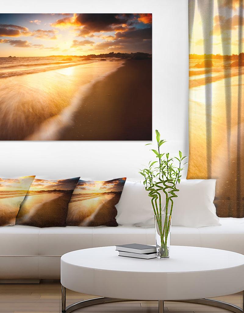 DesignQ Amazing Sunrise Over Australian Beach Contemporary Seascape Art Canvas