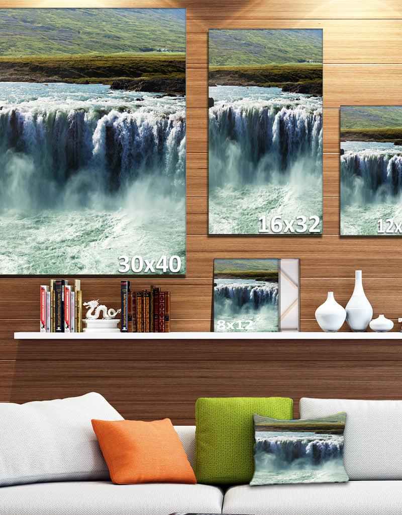 DesignQ Amazing Waterfalls In Iceland - Oversized Landscape Canvas Art