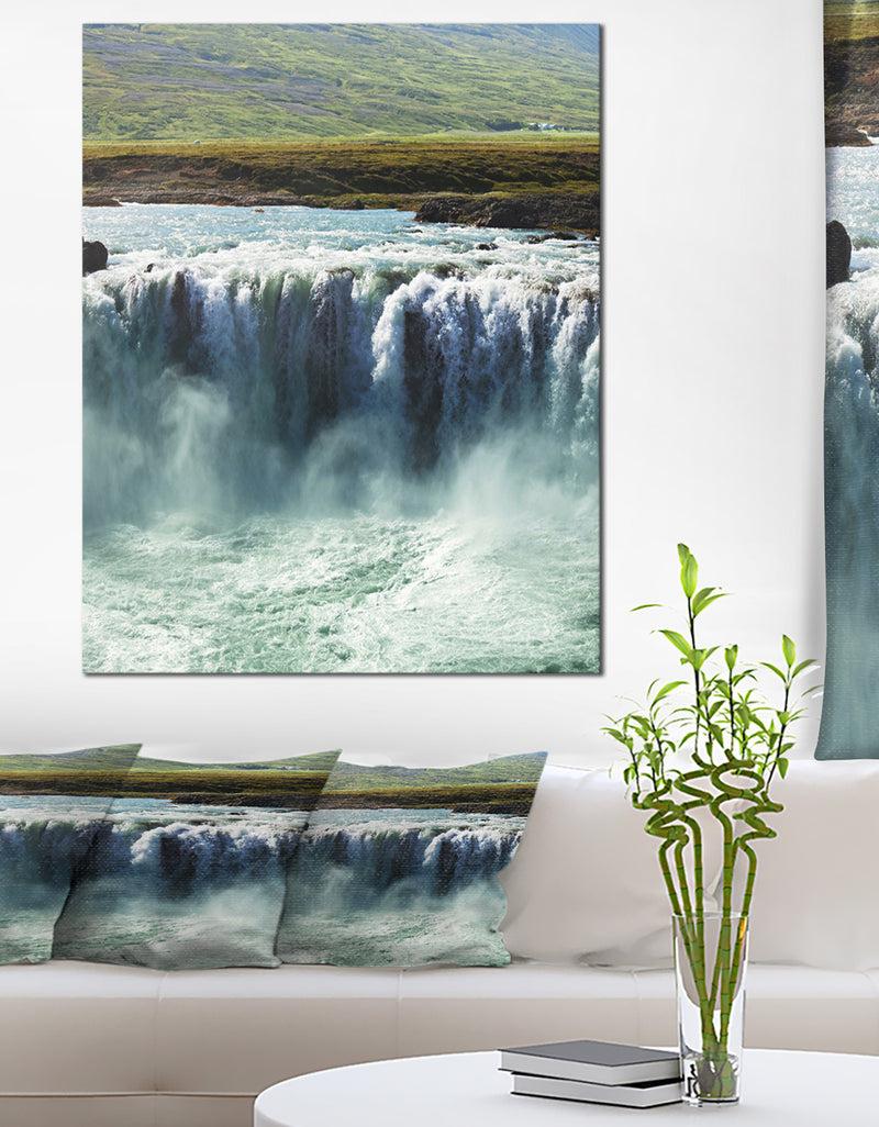 DesignQ Amazing Waterfalls in Iceland - Oversized Landscape Canvas Art