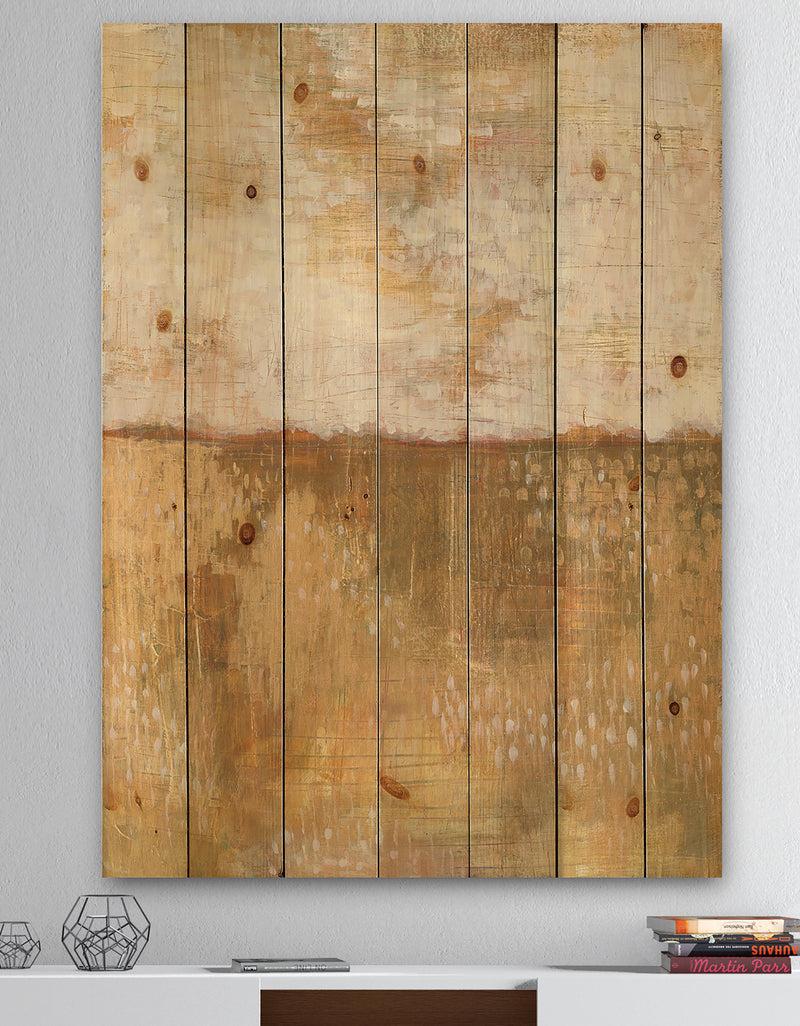 DesignQ Amber Modern Horizon - Abstract Print on Natural Pine Wood