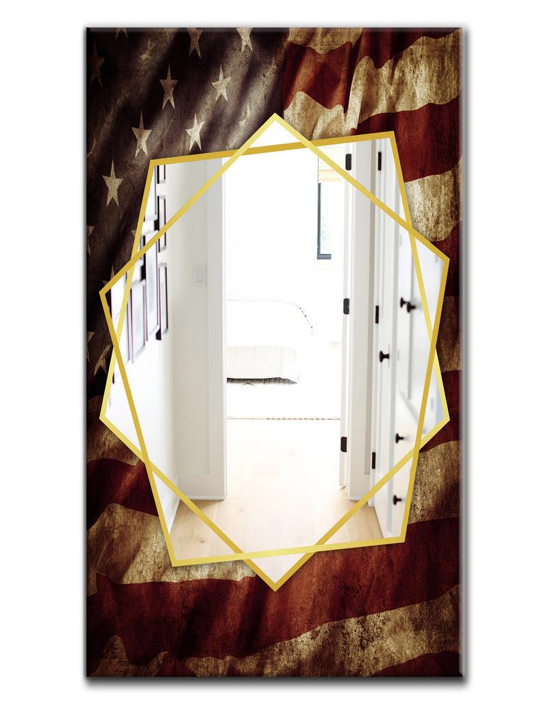 DesignQ American Flag - Bohemian And Eclectic Mirror - Frameless Wall Mirror