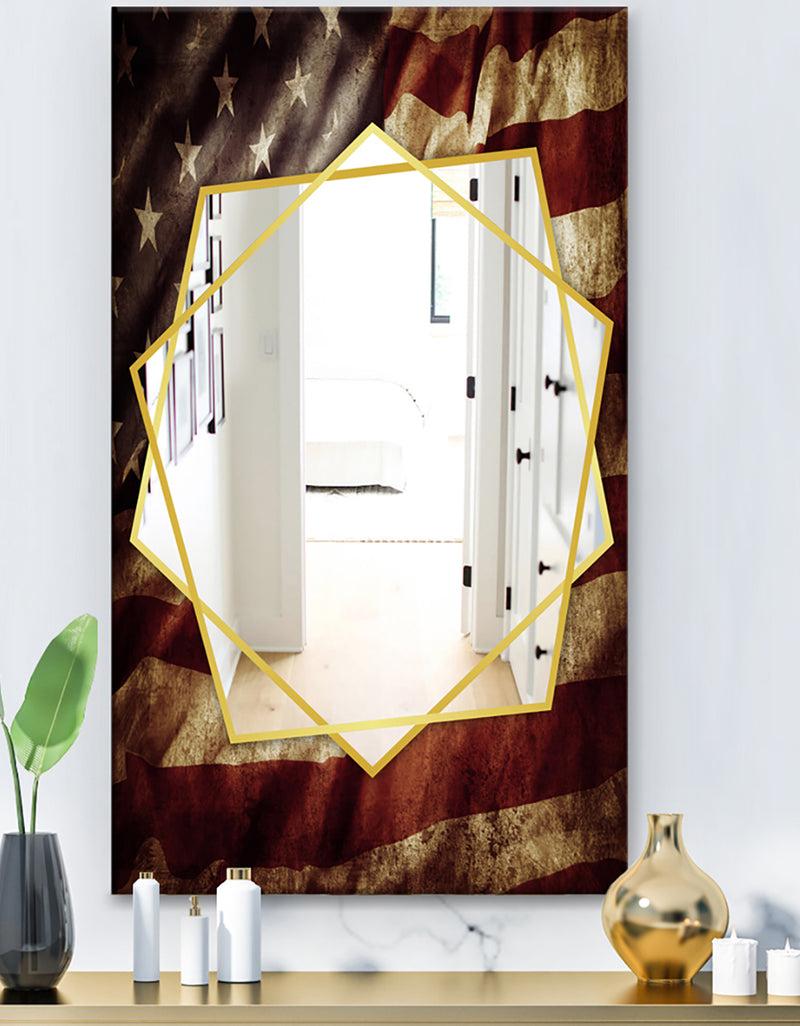 DesignQ American Flag - Bohemian and Eclectic Mirror - Frameless Wall Mirror