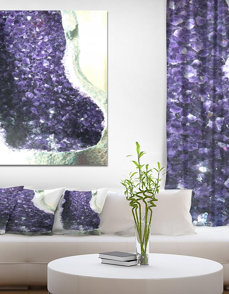 DesignQ Amethyst Geode On Black Beautiful Natural Crystals Gemstone - Stone Photographic On Wrapped Canvas