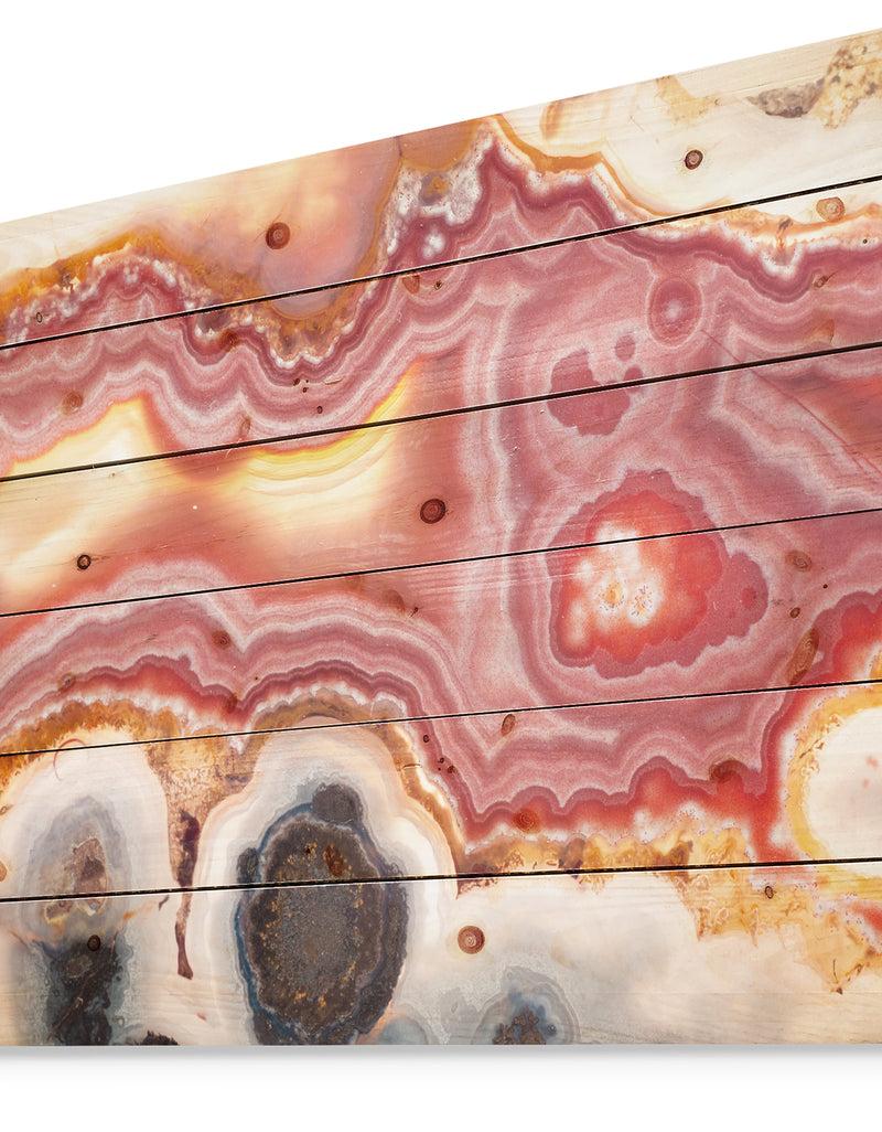 DesignQ An Agate Gemstone Mineral Sample - Stone Photographic Print On Natural Pine Wood