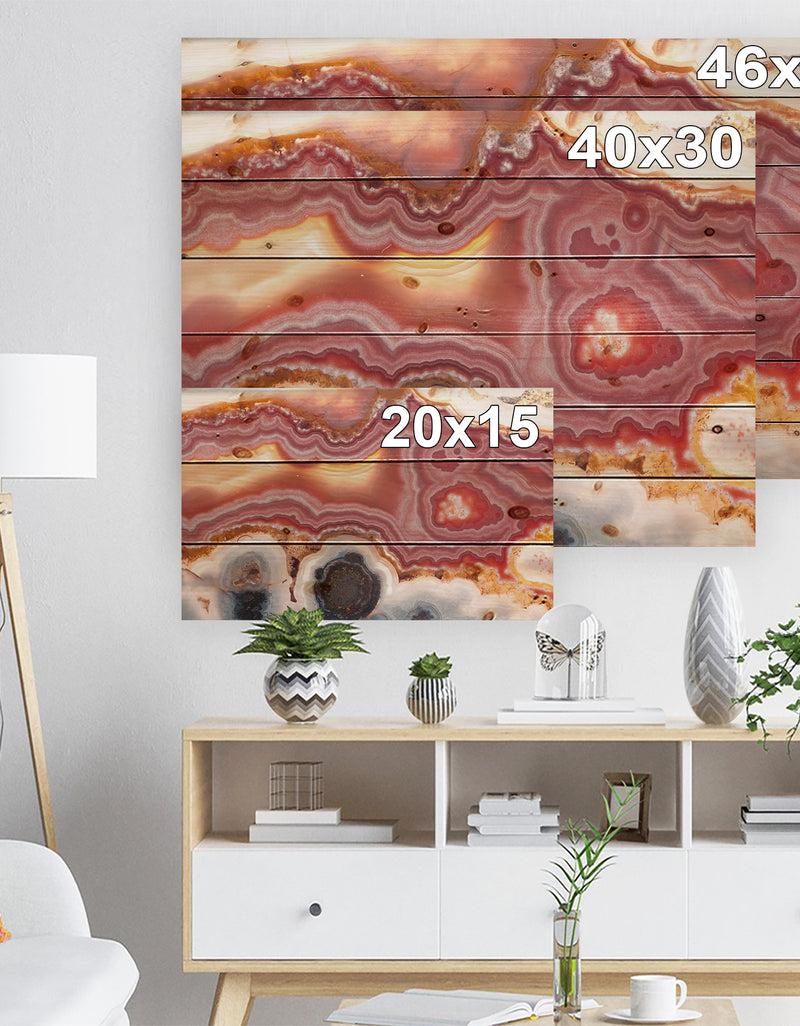 DesignQ An Agate Gemstone Mineral Sample - Stone Photographic Print On Natural Pine Wood