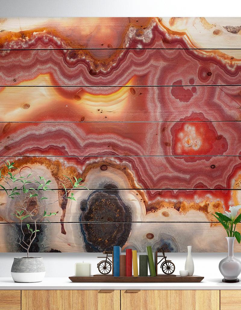 DesignQ An Agate Gemstone mineral sample - Stone Photographic Print on Natural Pine Wood