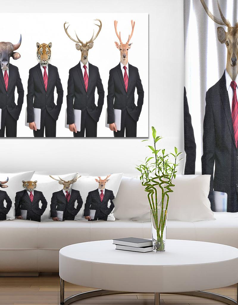 DesignQ Animals in Americana Suit - Animals photography Print on Wrapped Canvas
