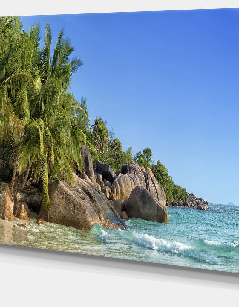 DesignQ Anse Lazio Praslin Island Seychelles - Large Seashore Canvas Print