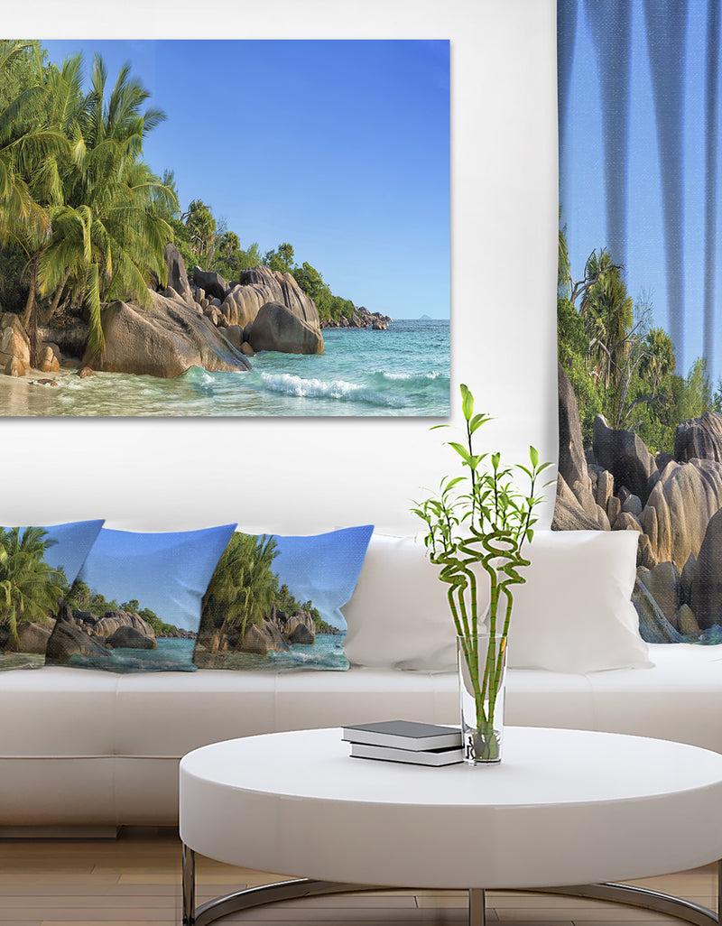 DesignQ Anse Lazio Praslin Island Seychelles - Large Seashore Canvas Print