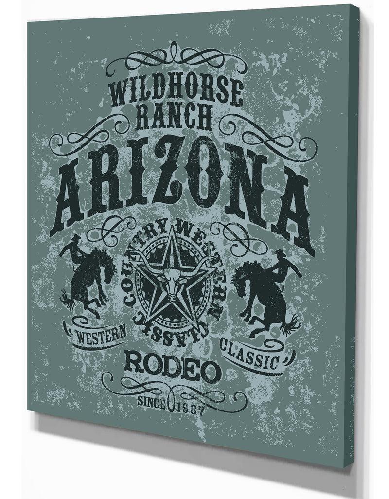 DesignQ Arizona Wild Horse Rodeo - Farmhouse Contemporary Art On Wrapped Canvas
