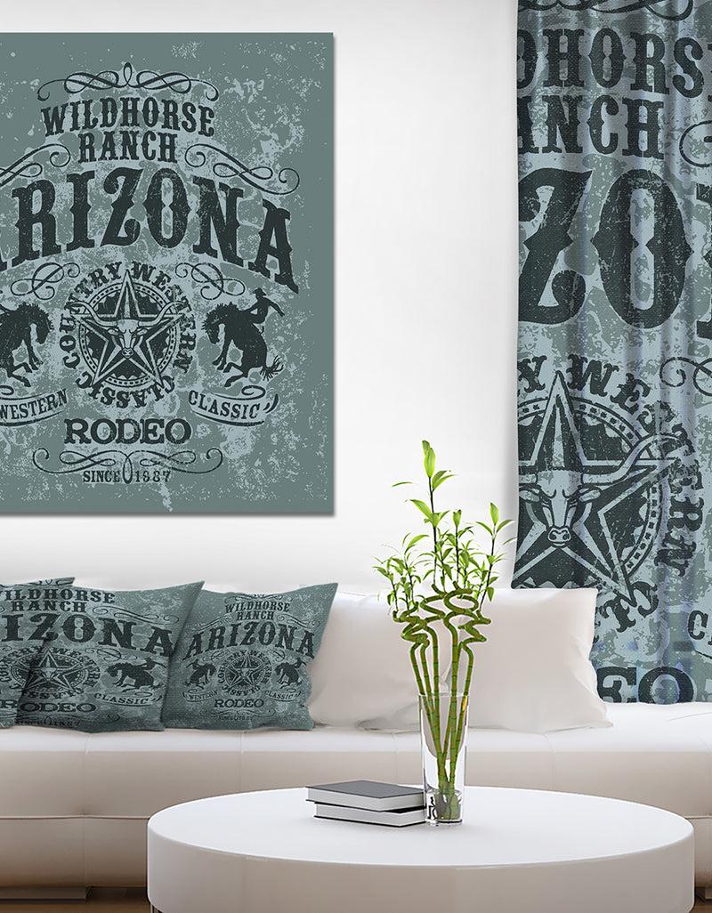 DesignQ Arizona wild horse rodeo - Farmhouse Contemporary Art on wrapped Canvas