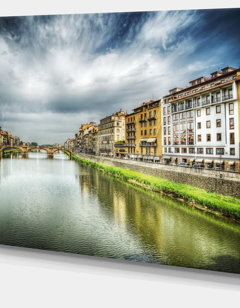 DesignQ Arno River Under Dramatic Sky - Cityscape Canvas Print