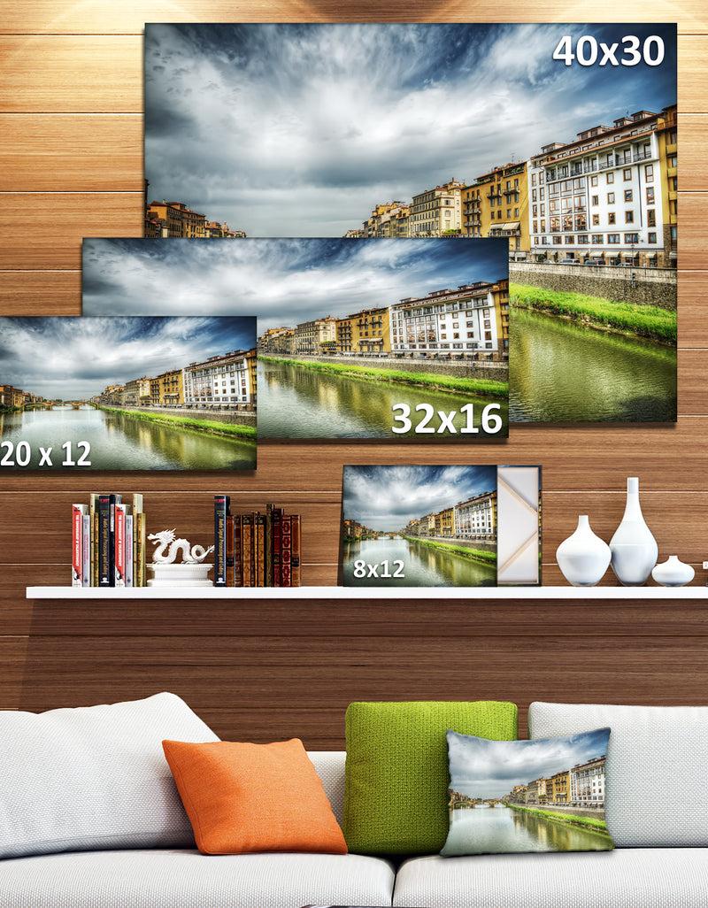 DesignQ Arno River Under Dramatic Sky - Cityscape Canvas Print