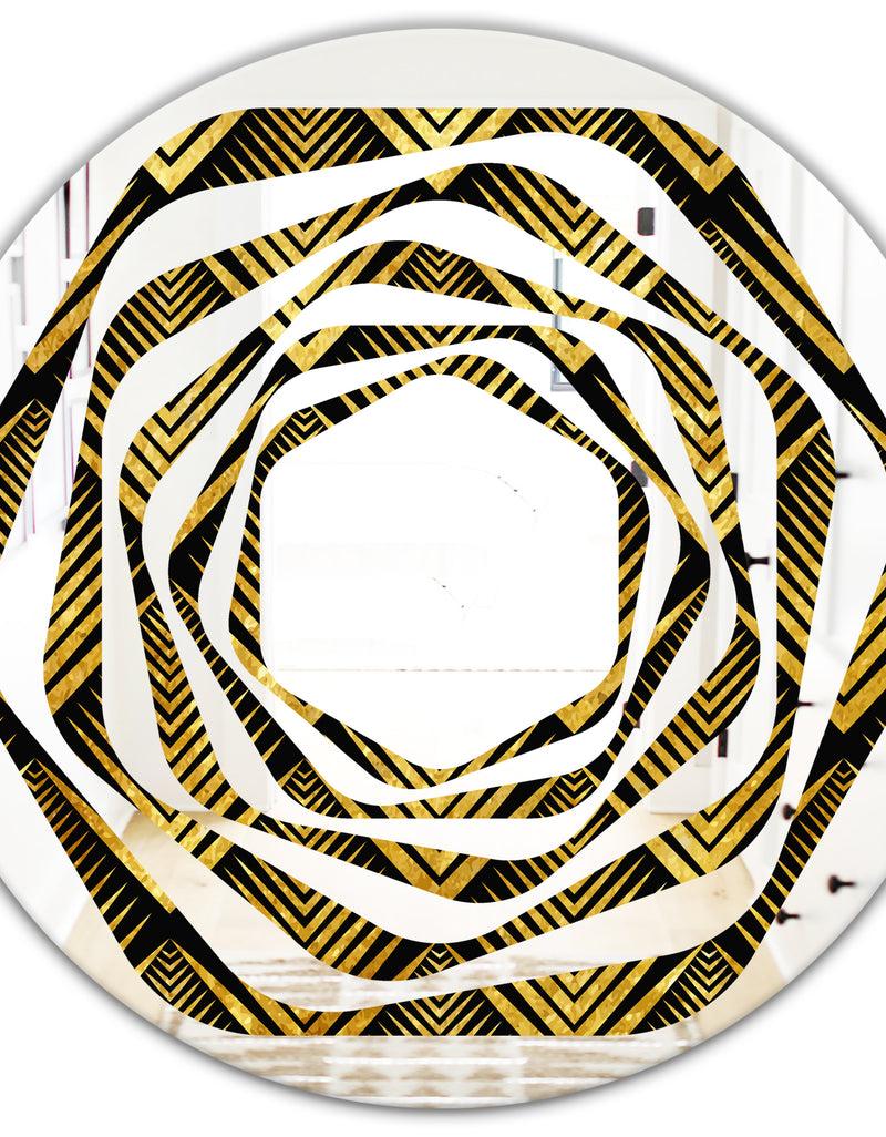 DesignQ Art Deco Seal Pattern - Modern Round Or Oval Wall Mirror - Whirl