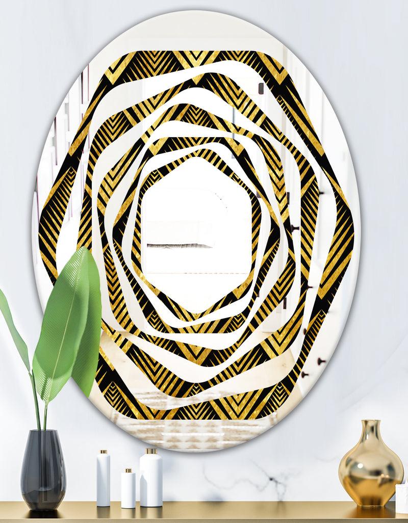 DesignQ Art Deco Seal Pattern - Modern Round Or Oval Wall Mirror - Whirl