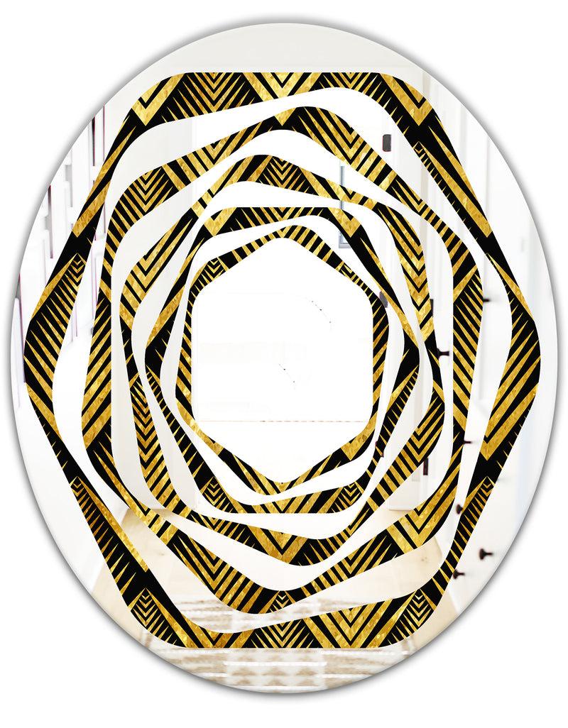 DesignQ Art Deco Seal Pattern - Modern Round Or Oval Wall Mirror - Whirl