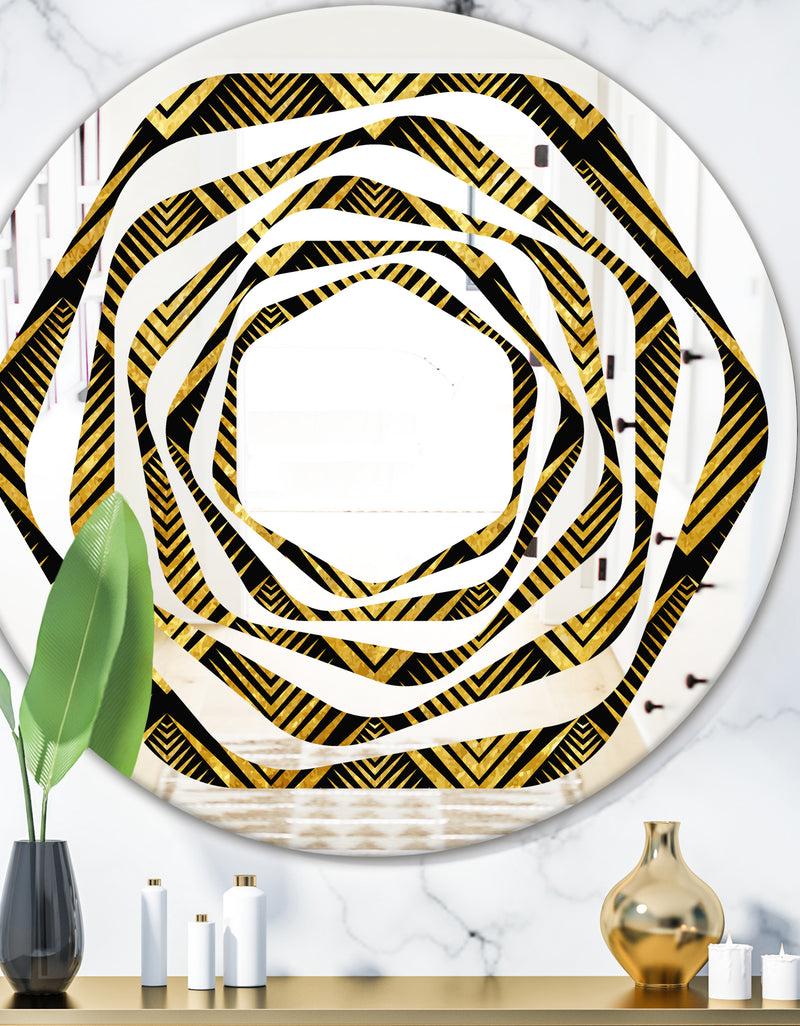DesignQ Art Deco Seal pattern - Modern Round or Oval Wall Mirror - Whirl