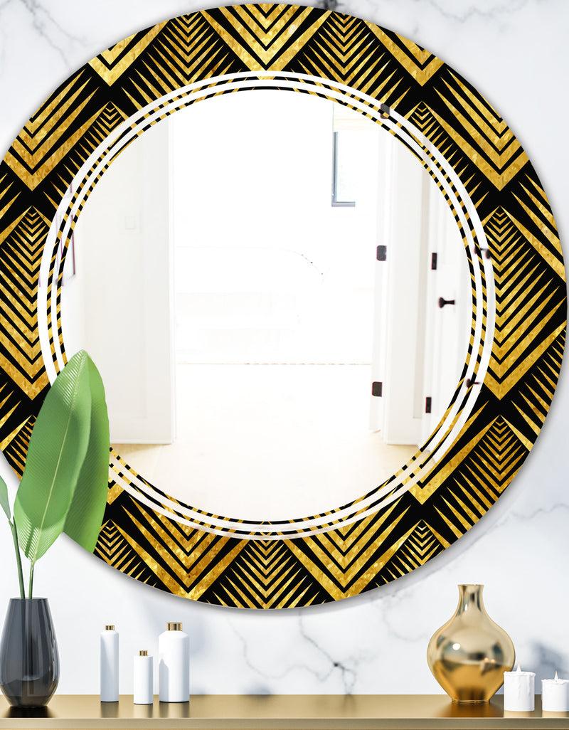 DesignQ Art Deco Seal pattern - Modern Round or Oval Wall Mirror - Triple C