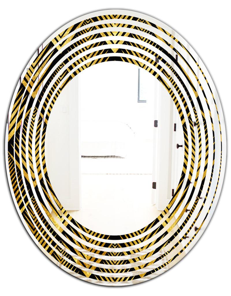 DesignQ Art Deco Seal Pattern - Modern Round Or Oval Wall Mirror - Wave