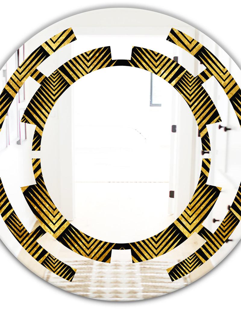 DesignQ Art Deco Seal Pattern - Modern Round Or Oval Wall Mirror - Space