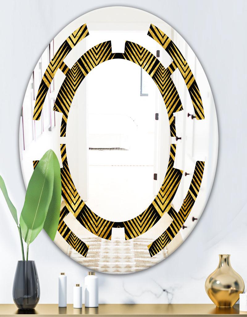 DesignQ Art Deco Seal Pattern - Modern Round Or Oval Wall Mirror - Space