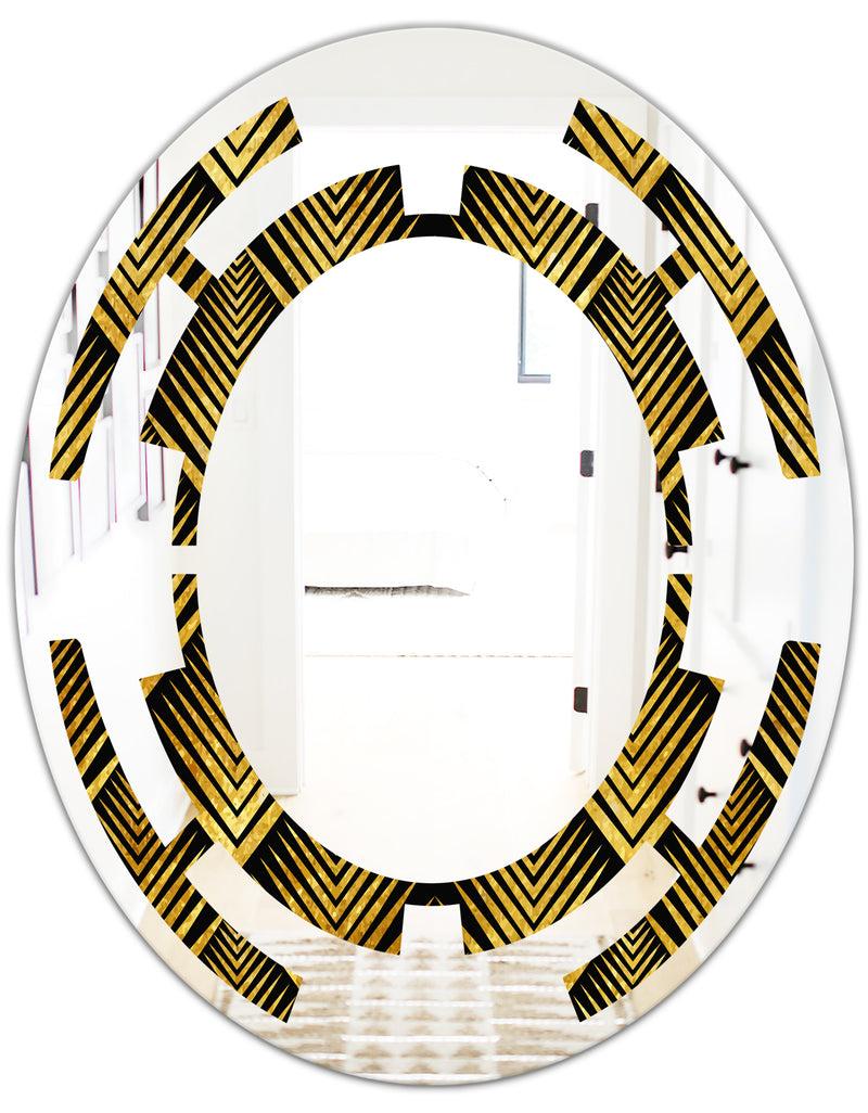 DesignQ Art Deco Seal Pattern - Modern Round Or Oval Wall Mirror - Space