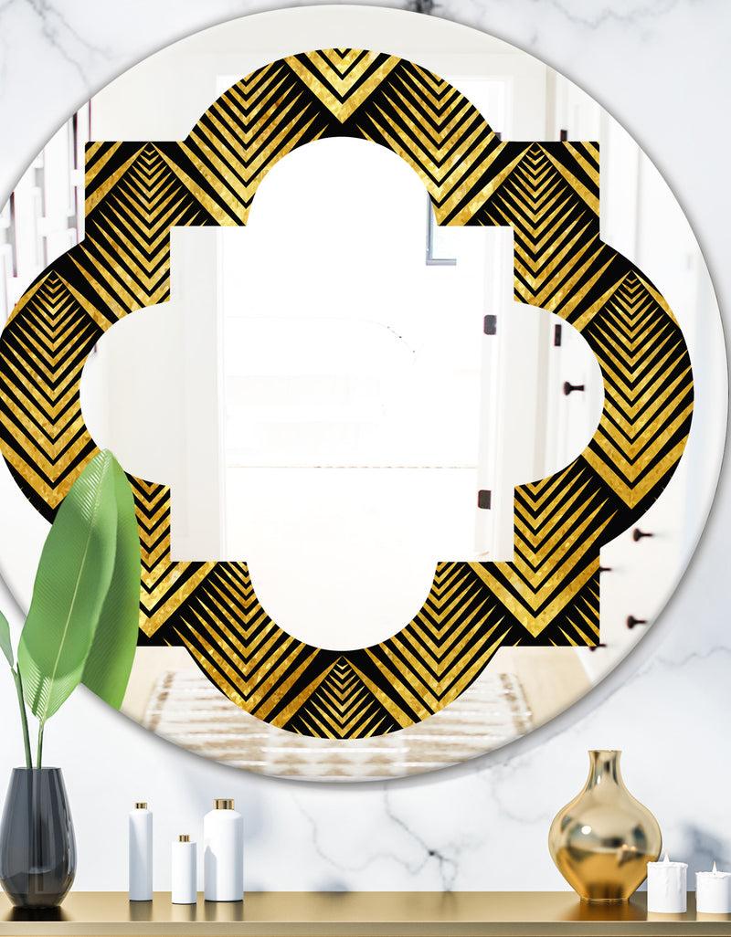 DesignQ Art Deco Seal pattern - Modern Round or Oval Wall Mirror - Quatrefoil