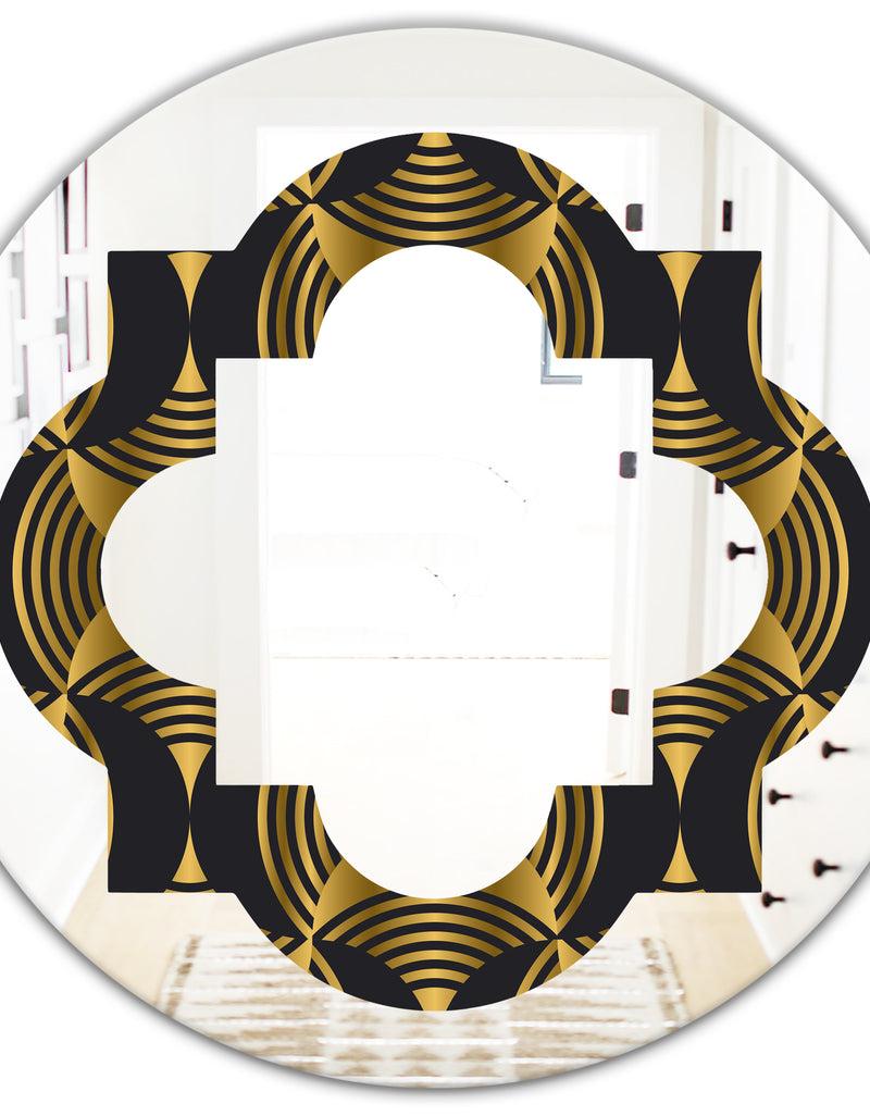 DesignQ Art Deco Style Modern Pattern - Modern Round Or Oval Wall Mirror - Quatrefoil