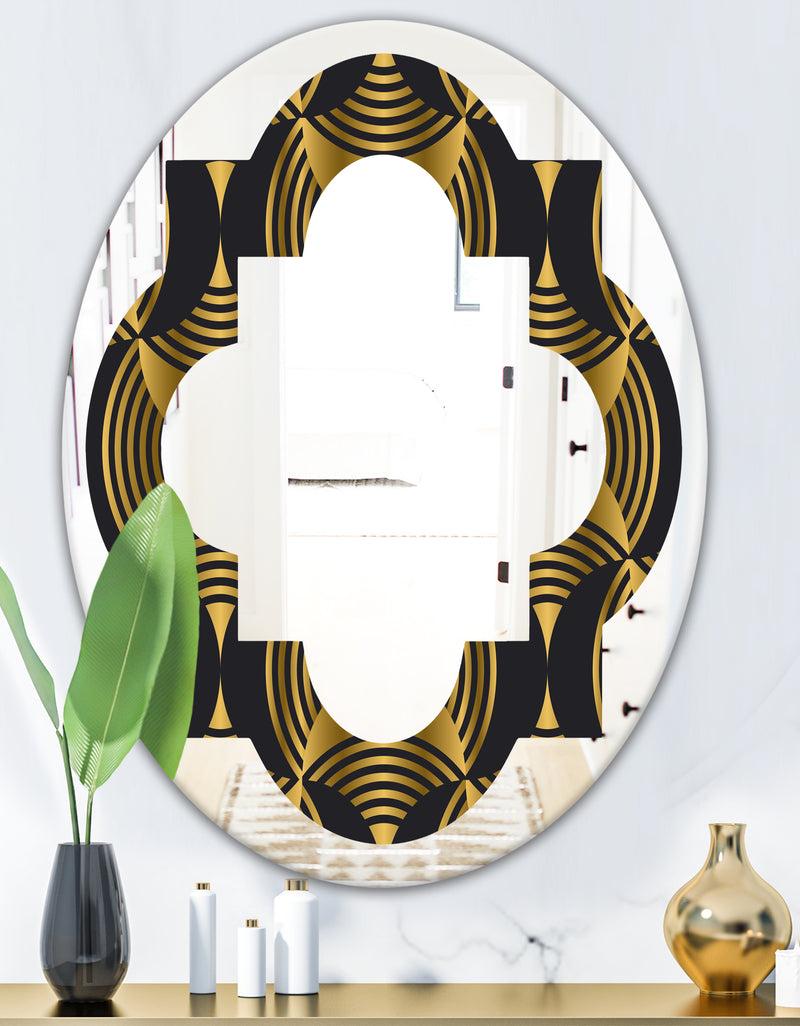 DesignQ Art Deco Style Modern Pattern - Modern Round Or Oval Wall Mirror - Quatrefoil