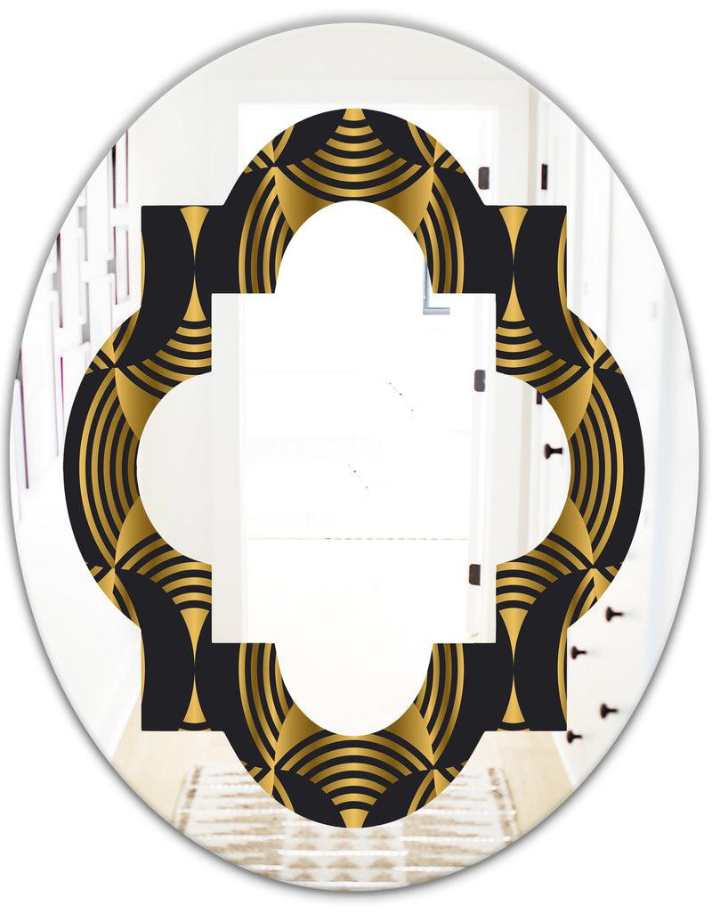DesignQ Art Deco Style Modern Pattern - Modern Round Or Oval Wall Mirror - Quatrefoil