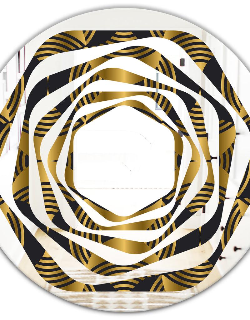 DesignQ Art Deco Style Modern Pattern - Modern Round Or Oval Wall Mirror - Whirl
