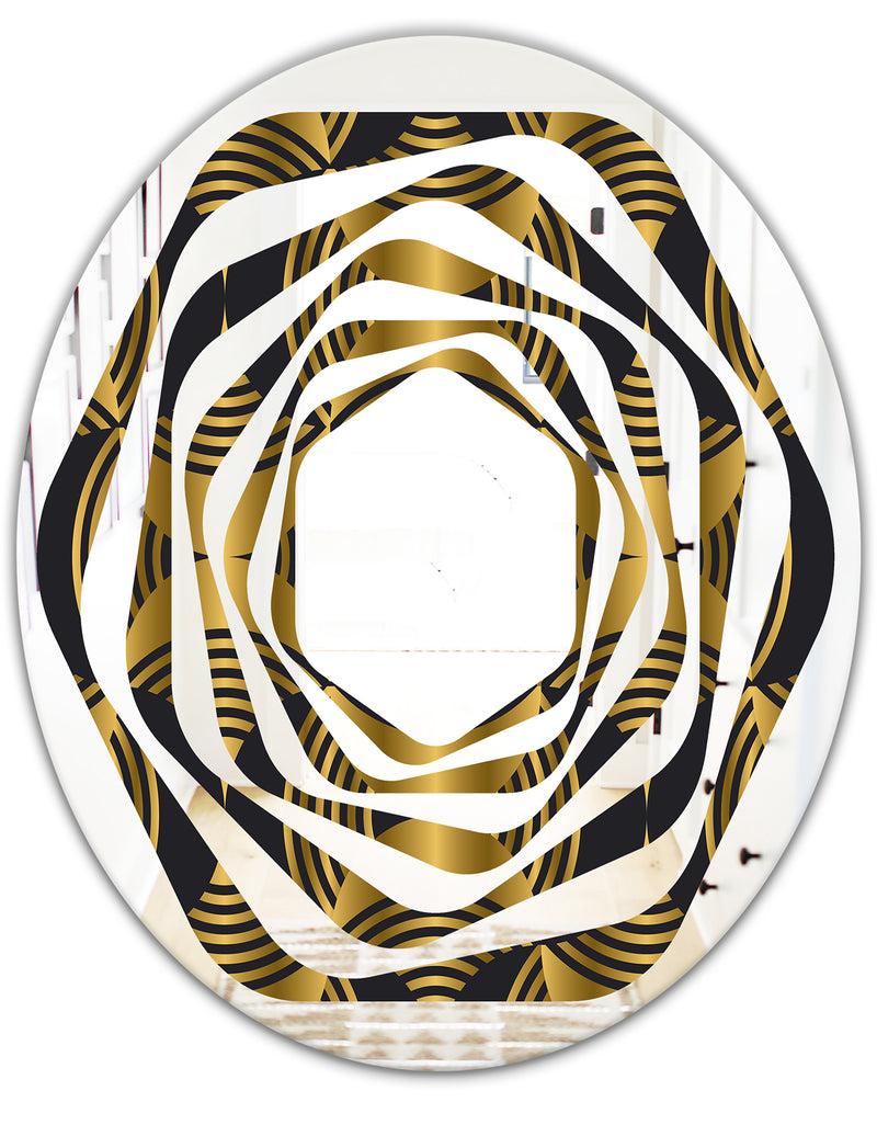 DesignQ Art Deco Style Modern Pattern - Modern Round Or Oval Wall Mirror - Whirl
