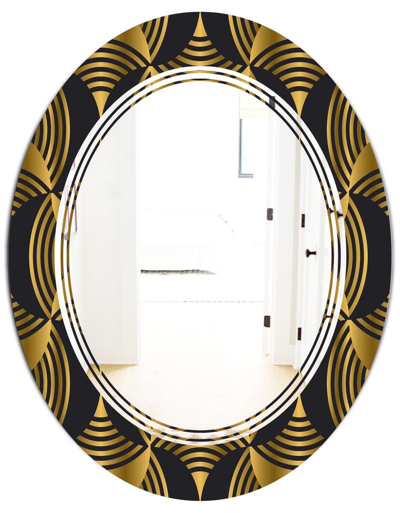 DesignQ Art Deco Style Modern Pattern - Modern Round Or Oval Wall Mirror - Triple C