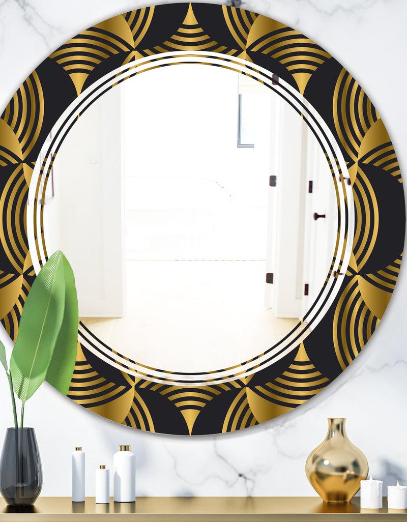 DesignQ Art Deco style modern pattern - Modern Round or Oval Wall Mirror - Triple C