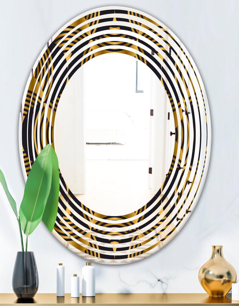DesignQ Art Deco Style Modern Pattern - Modern Round Or Oval Wall Mirror - Wave