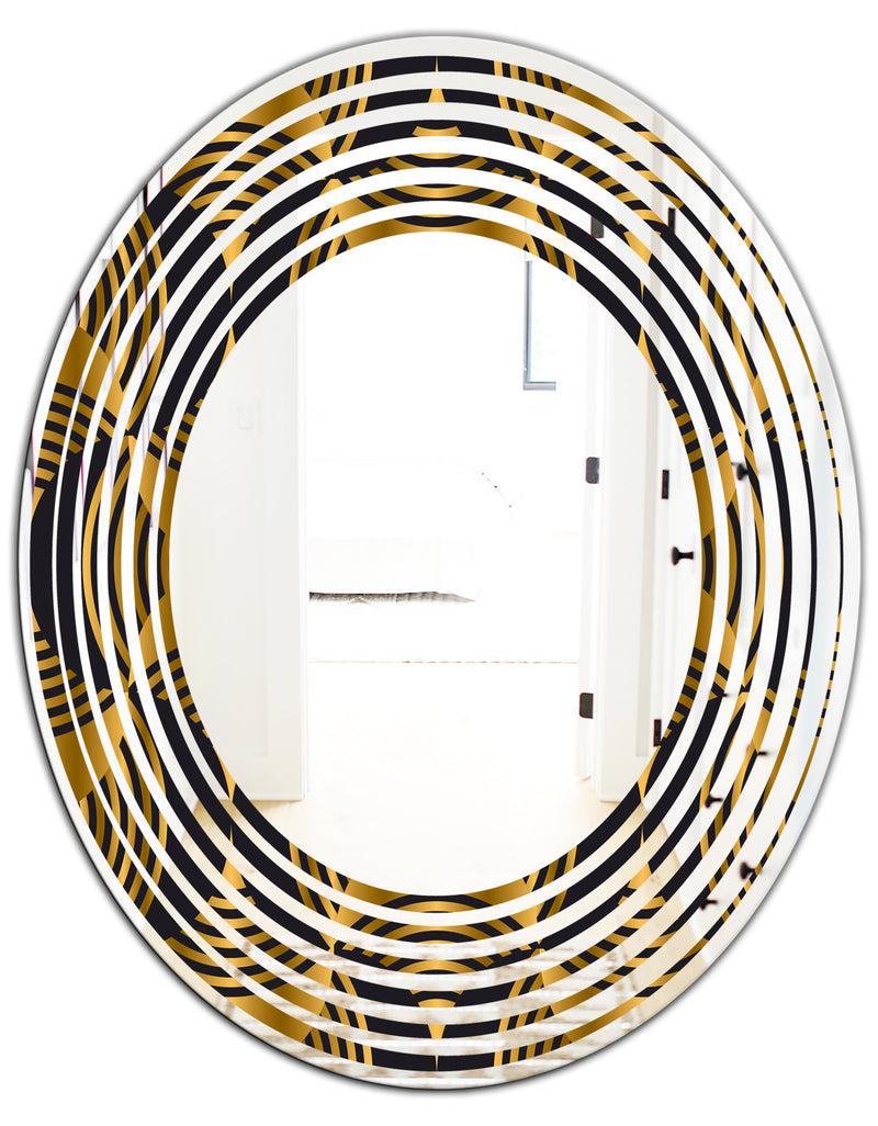 DesignQ Art Deco Style Modern Pattern - Modern Round Or Oval Wall Mirror - Wave