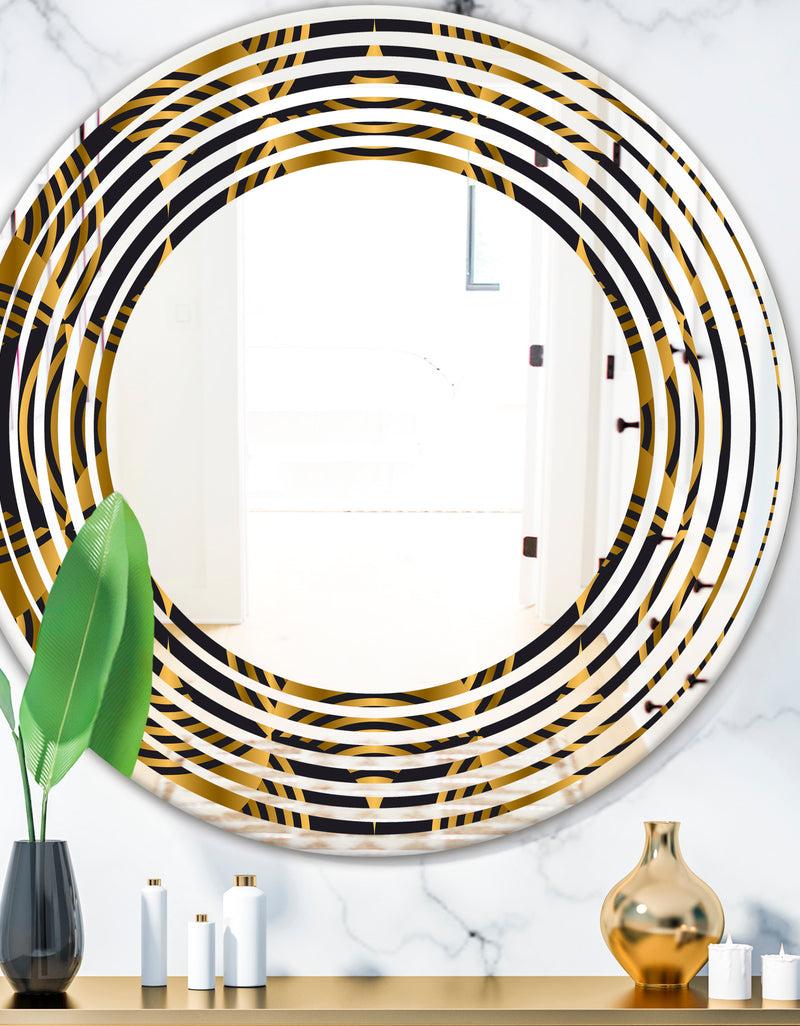 DesignQ Art Deco style modern pattern - Modern Round or Oval Wall Mirror - Wave