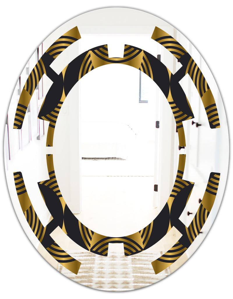 DesignQ Art Deco Style Modern Pattern - Modern Round Or Oval Wall Mirror - Space