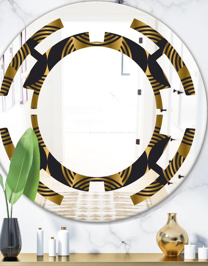 DesignQ Art Deco style modern pattern - Modern Round or Oval Wall Mirror - Space