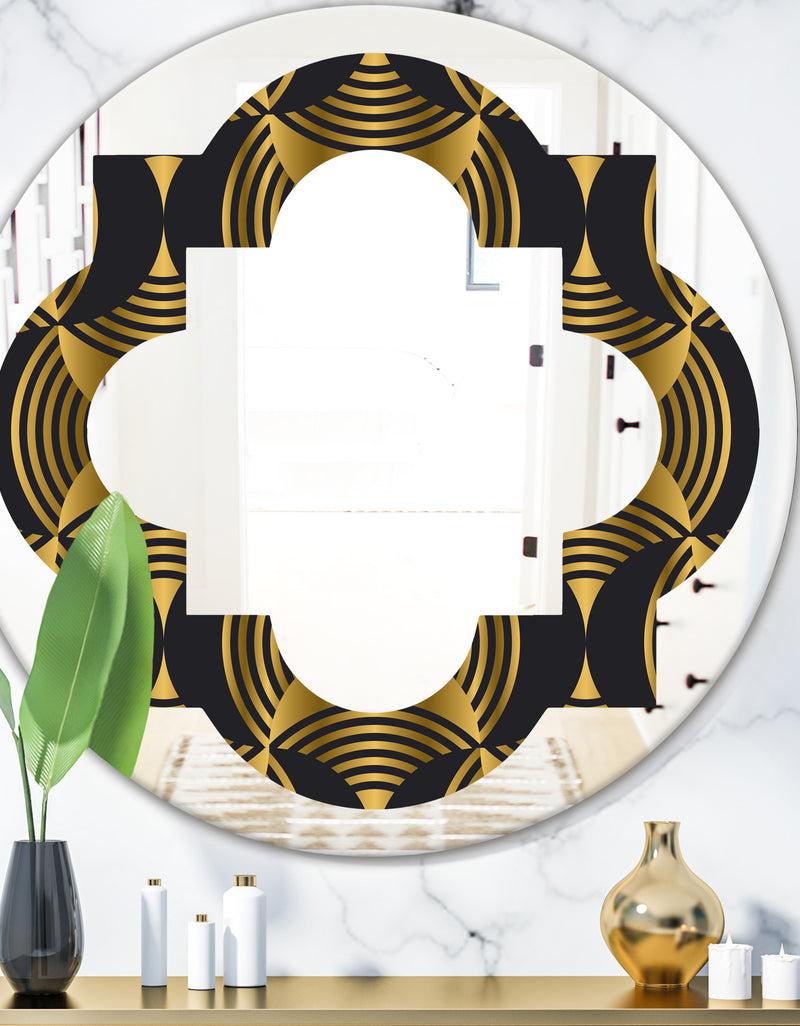 DesignQ Art Deco style modern pattern - Modern Round or Oval Wall Mirror - Quatrefoil