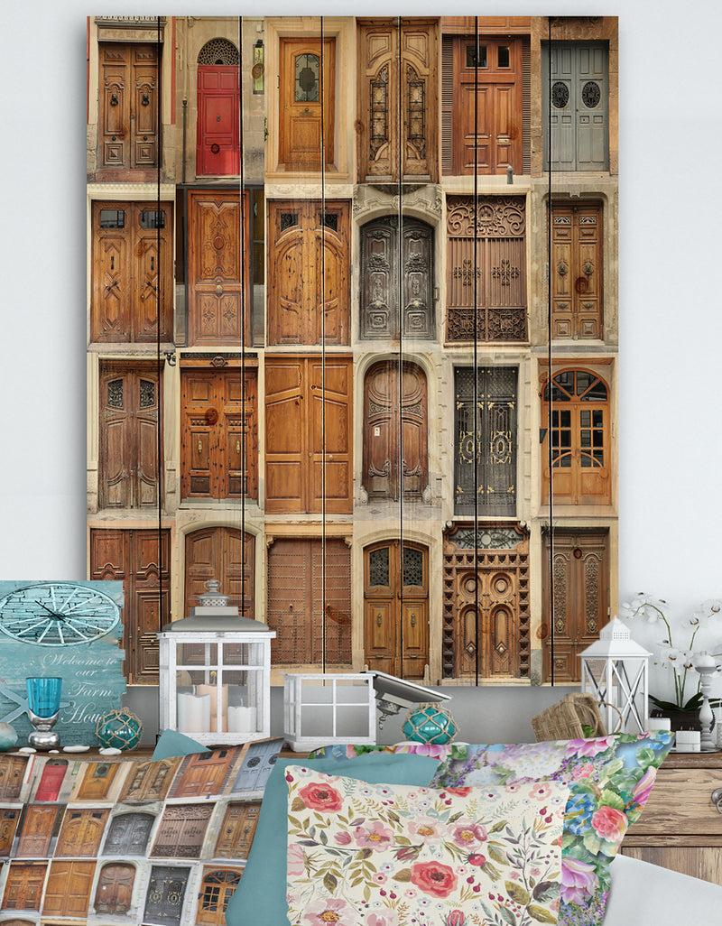 DesignQ Art Nouveau Doors - Vintage Print on Natural Pine Wood