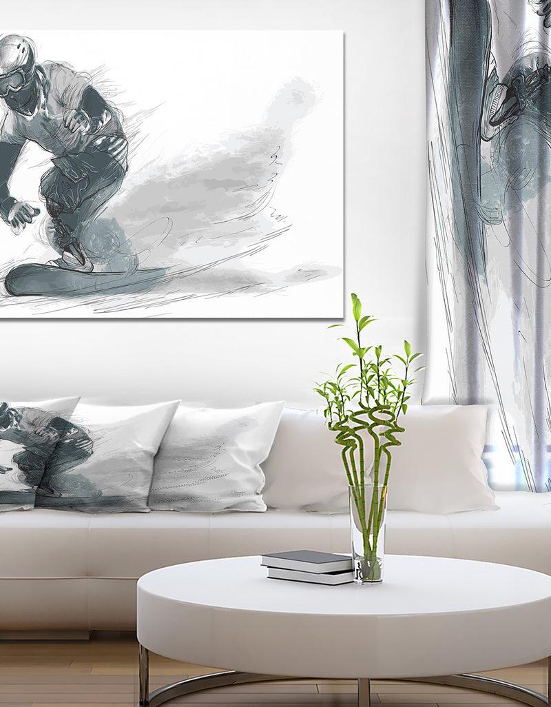 DesignQ Athletes in Snowboarding - People Painting Print on Wrapped Canvas