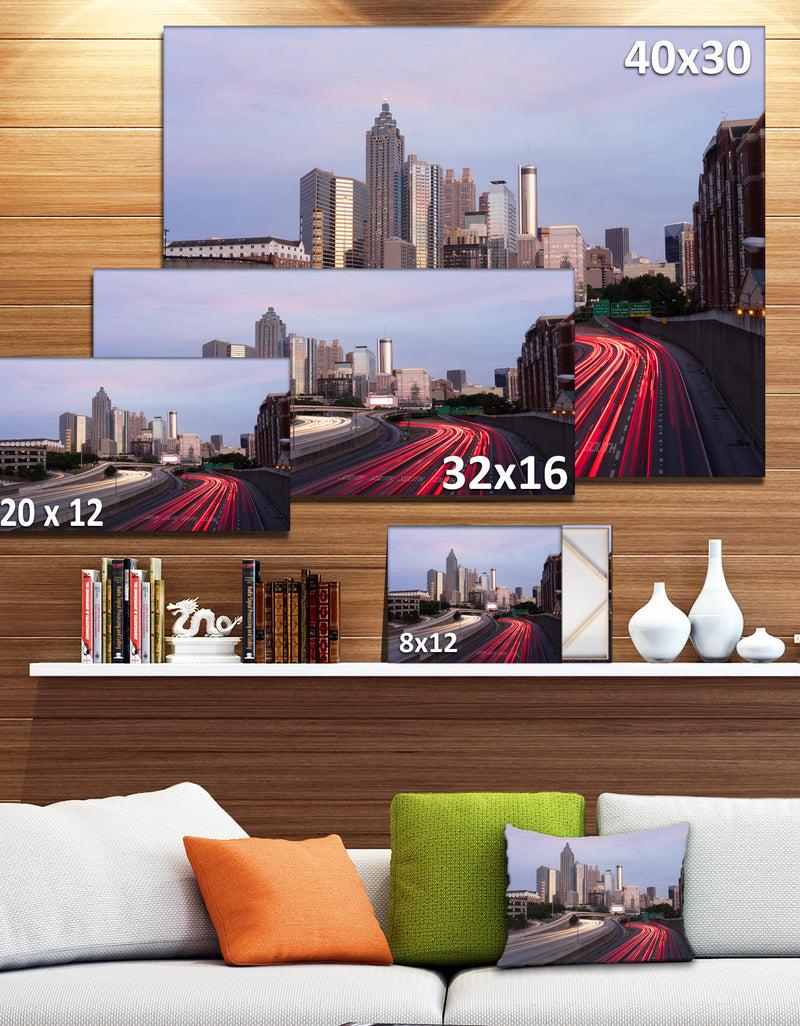 DesignQ Atlanta Georgia Rush Hour Traffic At Dusk - Cityscape Canvas Print