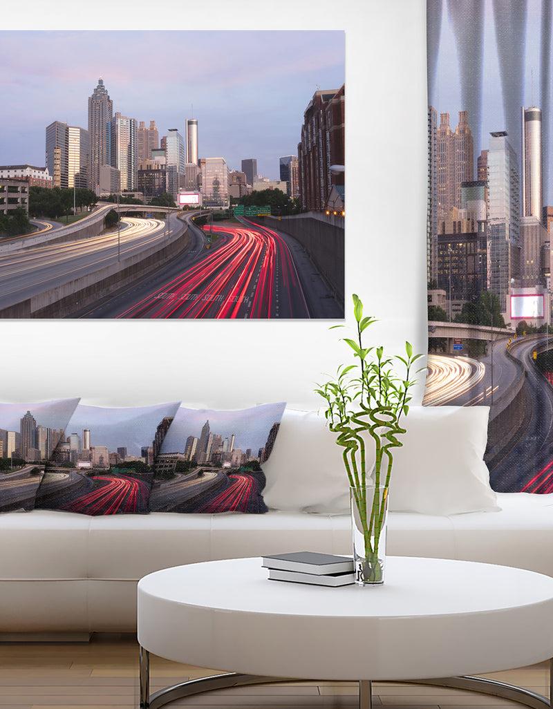 DesignQ Atlanta Georgia Rush Hour Traffic at Dusk - Cityscape Canvas print