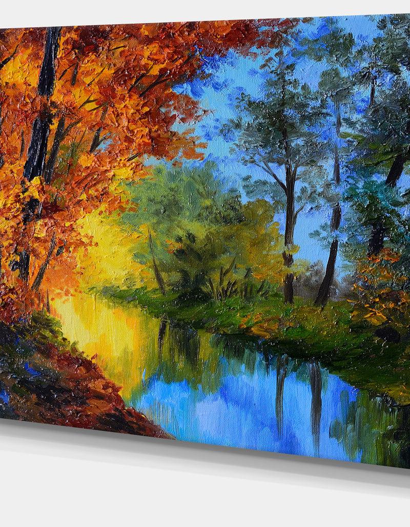 DesignQ Autumn Reflecting In River - Landscape Artwork Print