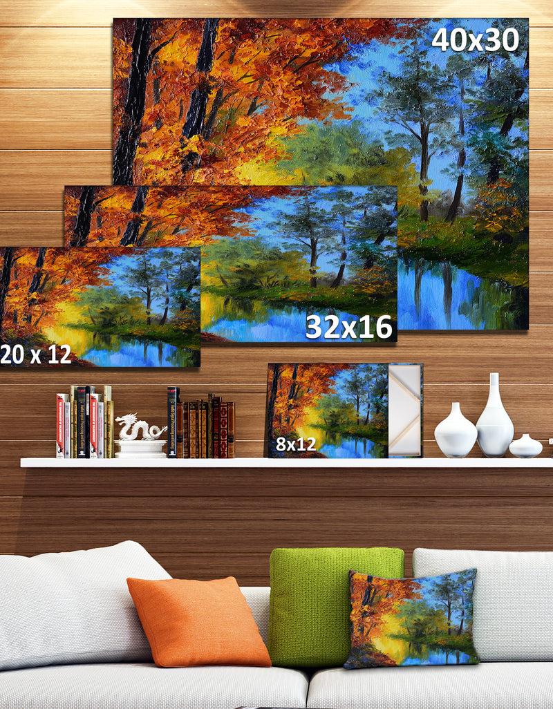 DesignQ Autumn Reflecting In River - Landscape Artwork Print